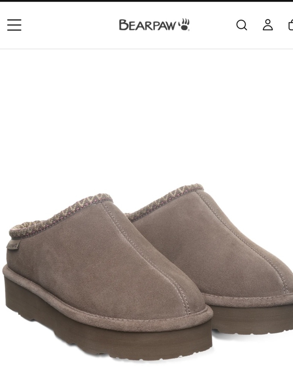 BearPaw Taupe Suede Slip-On Clog Mule